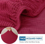 hyha Waterproof Couch Cushion Covers for Pets, Non Slip Sofa Seat Cover for Dogs Washable, Soft Thick Stretch Jacquard Fabric, Sofa Slipcovers with Elastic Bottom (1 Piece for Backrest M, Wine Red)