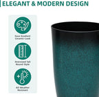 23.6" H Large Tall Outdoor Planters, Set of 2 Plastic Large Flower Pots for Outdoor Plants, with Gradient Turquoise Finish, Weather-Resistant for Porch, Garden, Patio or Indoor Use