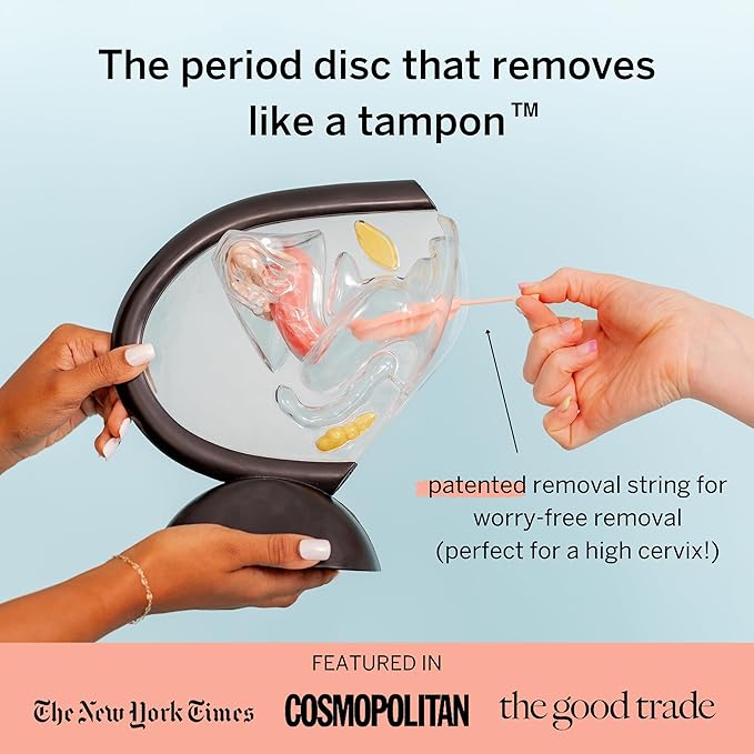 2 Menstrual Discs and Applicator Bundle - No Metals or Toxins - 100% Medical-Grade Silicone-Most Soft Reusable Period Disc - Inserts and Removes Like a Tampon - Capacity of 5 and 7 Tampons