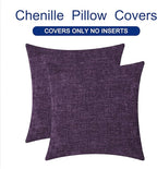 CaliTime Throw Pillow Covers Decorative 20 X 20 Inches Pack of 2 Cozy Chenille Cushion Cases for Couch Sofa Bed Living Room Home Plum Purple