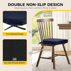downluxe Indoor Chair Cushions for Dining Chairs, Soft and Comfortable Textured Foam Kitchen Chair Pads with Ties and Non-Slip Backing, 16" x 16" x 2", Navy, 2 Pack