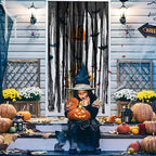 Sfcddtlg 4 Pcs Halloween Black Doorway Curtain- 65 x 39 Inch Creepy Door Curtain Decorations- Scary Spooky Cloth for Halloween Party Haunted House Decoration