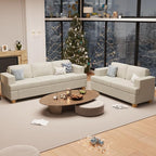 89" White Corduroy Sofa for Living Room, 3 Seater Cloud Couch, Deep Seat Floor Couch for Bedroom, Futon Modern Sofa Bed, White Corduroy