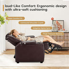 ANJ Power Home Theater Seating, PU Leather Electric Recliner Chair with Powered Headrest, Dual Motors Movie Reclining Chairs with LED Lights,USB Port, Cup Holders, Hidden Arm Storage (Brown)