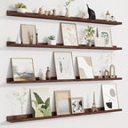 Picture Ledge Shelf for Wall, Floating Shelves Set of 4, 48 Inch Long Nursery Book Shelves for Toys Storage, Kids Bookshelf Wall Mounted for Books Photo Frames, Walnut