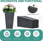 28" Large Tall Square Planters for Outdoor Plants, Set of 2 V-Shaped Planter Box with Black Terrazzo Look, Durable and Weather Resistant, Ideal or Garden, Patio, Porch or Home use.