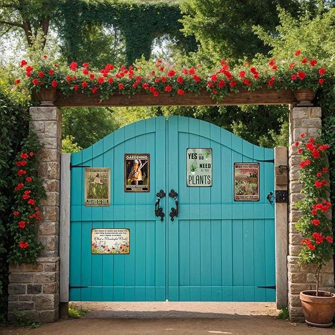 5 Pack Garden Signs Vintage Metal Tin Signs For Outside Garden Signs Decorative Outdoor Plant Lover Gifts Gardening Gift For Women Yard Sign Funny Gardening Decor 12x8 Inch