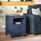 Apicizon Farmhouse End Table with Charging Station and Storage