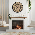 Large Wall Clock for Living Room Decor, Non Ticking Silent, Battery Operated Modern Vintage Wood Wall Clock Oversized Decorative Wall Clock for Bedroom Kitchen Farmhouse Office Decor