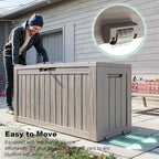 Vixzen 75 Gallon Resin Deck Box with wheels,Lockable Outdoor Storage Box for Patio Cushions Storage Furniture,Garden Tools,Weatherproof and UV Resistant- Grey