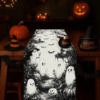 GPGHE Halloween Table Runner Black Ghost Holiday Burlap Table Decoration Indoor Outdoor Home Decor Party Supply 13 x 48 Inch
