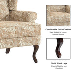 Accent Chair, High Back Upholstered Armchair with High Resilience Sponge & Wood Legs, Mid-Century Modern Comfy Single Sofa Reading Chairs for Living Room, Bedroom (Floral Sand, Set of 2)
