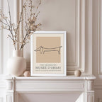 Poster Master Vintage Poster - Retro Minimalist Print - Gift for Artist, Housewarming - Dachshund Dog, Line Drawing, Abstract - Wall Decor for Living Room, Bedroom, 11x14 White Framed