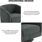 Swivel Barrel Accent Chair, Modern Round Chenille Fabric Arm Chair for Living Room, Bedroom, Comfy Club Reading Chairs for Adults（Chenille Fabric, Grey, Set of 2