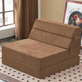 jela Foldable Sofa Bed Large Soft Foam Convertible Sleeper Chair Luxury Miss Fabric Fold Out Chair Bed Floor Couch with Back Support Floor Sofa for Living Room Bedroom (83"x33",Coffee Brown)
