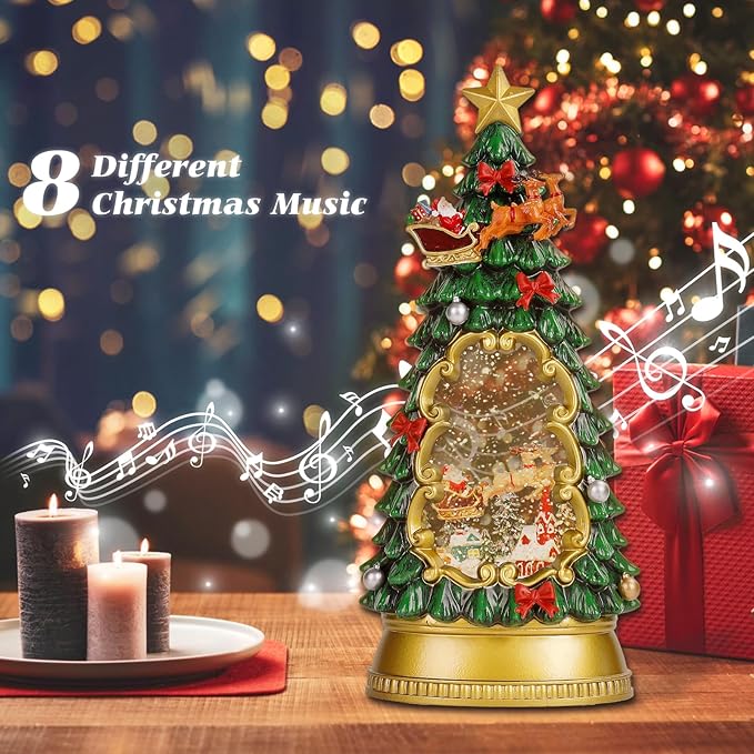 Christmas Snow Globes,with Musical and 6 Hour Timer,Snow Globes Lights, Christmas Indoor Decorations, Christmas Tree Decorations,USB & Battery Powered,Christmas Christmas Santa Claus