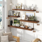 Heimlove 36 Inch Floating Shelves for Wall Set of 2,Rustic Brown Wall Shelves for Storage & Decor - Heavy Duty with Invisible Brackets,Perfect for Living Room,Bedroom,Home Office