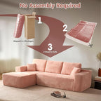 ovios 104" Cloud Sectional Couch with L-Shape Chaise,Modern Modular Sofa with Deep Seat, Upholstered Couches for Living Room Bedroom,No Assembly Required, Pink (Plush Corduroy Fabric)