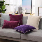 decorUhome Chenille Soft Throw Pillow Covers 26x26 Set of 2, Farmhouse Velvet Neutral Decorative Euro Pillow Covers with Stitched Edge for Couch Sofa Bed Home Decor, Rhododendron
