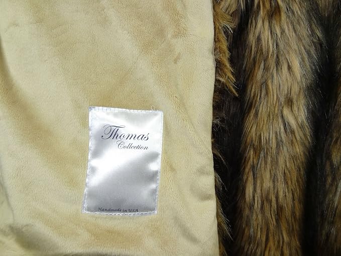 Brown Fur Throw Blanket and Bedspread - Brown Wolf Faux Fur - Light & Dark Brown Faux Fur - Luxury Throw Blanket & Bedspread, Made in USA, 16406