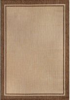 CAMILSON Outdoor Rug 6x9 Bordered Natural Brown Modern Area Rugs for Indoor and Outdoor Patios, Kitchen and Hallway Mats, Washable Porch Deck Outside Carpet (Border Jute, 6 x 9)