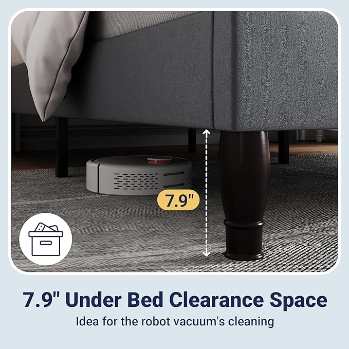 Allewie Queen Size Bed Frame with Adjustable Velvet Tiara Headboard, Upholstered Diamond Button Tufted Platform Bed, Wood Slats Support, No Box Spring Needed, Light Grey