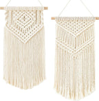 Dahey 2 Pcs Macrame Wall Hanging Small Woven Tapestry Wall Art Decor - Beautiful for Boho Home Dorm College Classroom Decor, Apartment, Nursery, Party Decorations, 16.5" L x 10" W and 17.5"x 10"W