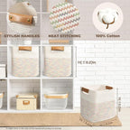 danpinera 11"x11" Storage Cubes, Soft Boho Storage Basket with Neat Stitching, 3-Pack Cube Storage Organizer, Woven Baskets for Storage in Living Room, Kids Room, Bedroom, Rainbow