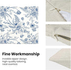 CXMEIFLY Spring Floral Leaves Pillow Covers 20 x 20 Inch Set of 2 for Chinoiserie Flowers Decor Throw Pillows Blue and White Seasonal Plant Outdoor Decorative Cushion Cases for Couch Bed Decorations