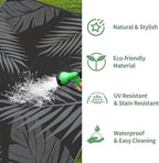 GENIMO Outdoor Rug 9' x 12' Waterproof for Patios Clearance, Reversible Outdoor Plastic Straw Camping Rug Carpet, Large Area Rugs Mats for RV, Camper, Deck, Balcony, Porch, Beach, Picnic, Black&Grey