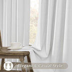 RAIN CITY Snow White Window Curtains 120 Inches Long Room Darkening Privacy Curtains for Living Room Blackout Hook Drapes Back Tab 2 Panels 120 Length