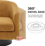 Swivel Barrel Accent Chair, Modern Round Corduroy Fabric Arm Chair for Living Room, Bedroom, Comfy Club Reading Chairs for Adults, Corduroy Orange, Set of 2