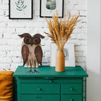 E-View Rustic Owl Figurine - Wood & Iron - Collectible - Home Decor - Brown