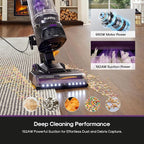 Eureka FlexReach Powerful Upright Vacuum Cleaner for Carpet and Hard Floor, Lift-Away Vacuum with Large Dust Cup, Anti-Tangle, NEU651PL, Purple