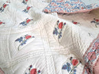 Twin Size Rose Pink Cotton Throw Blanket – 60x90 Hand Block Printed Lightweight Quilt – Soft Bedspread for Couch, Sofa & Bed – Cozy All-Season Boho Floral Blanket – Handmade in India