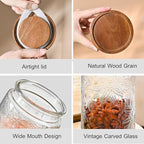 3-Pack 32oz Vintage Glass Jar With Lid, Glass Storage Containers, Airtight Kitchen Storage Containers For Sugar, Coffee, Tea, Spice, Flour, Candy Cookie, Pasta, Cereal