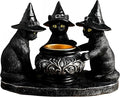 Halloween Black Cat Candle Holder, Cute Halloween Table Decor & Mantel Decoration (Black)