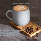 Ceramic Coffee Mugs Set of 6, 14oz - Modern Scandinavian Aesthetic - Microwavable Stoneware Coffee Cups with Comfortable Handle - Tea Mug Set for Latte, Cappuccino, Soup - Pale Blue Mist