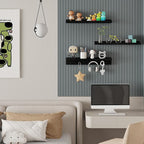 MBYD Black Picture Ledge Shelf with Hooks, 24 Inch Floating Book Shelves Kids Room, Wall Mounted Nursery Bookshelves, Hanging Bookshelf for Bedroom, Living Room, Kitchen, Bathroom Set of 3