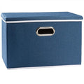 PRANDOM Large Collapsible Storage Bin with Lid [1-Pack] Fabric Foldable Storage Box Organizer Container Basket Cube with Cover for Home Bedroom Closet Office Nursery Royal Blue(17.7x11.8x11.8)