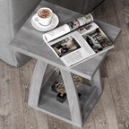 End Tables Living Room, Side Table Beside Sofa, Nightstand for Bedroom, Couch Side Table with Shelf, Modern End Table for Living Room, Grey End Table Set of 2