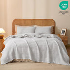 PHF 100% Cotton Waffle Weave Blanket Twin Size, Soft Lightweight Breathable Cozy Summer Blankets for Bed, Luxury Aesthetic Woven Bedding for Home Decor, 66"x90", Light Grey