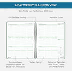 Planner Pad Spiral Bound January-December 2026/ Calender Year 8 1/2" x 11" Large 3-Tier Funnel Down 12 Month Organizer, Greenish Grey Cover/Soft Green Ink