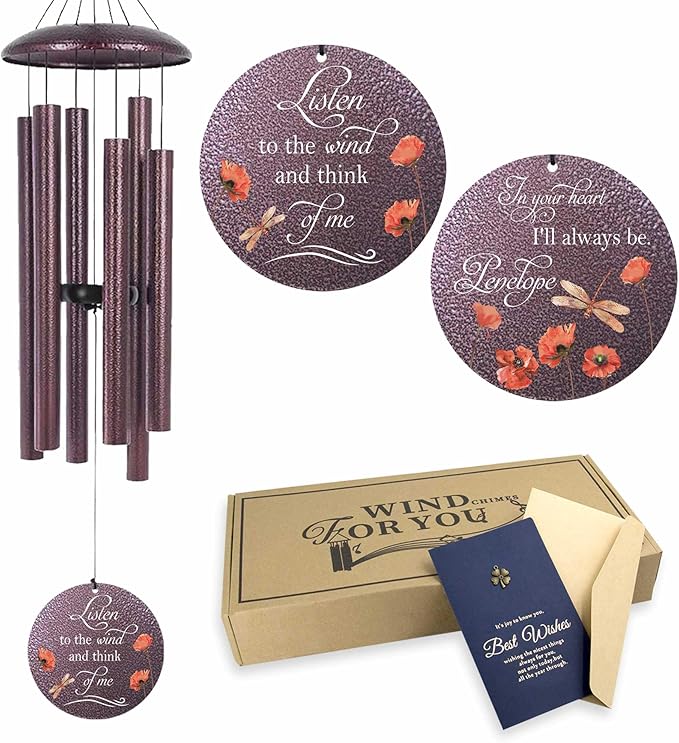 ASTARIN Dragonfly Wind Chimes for Loss of Loved One, Personalized Windchimes in Memory of a Loved One, Bereavement Gifts for Loss of Father Mother, 3 Size Deep Tone Wind Chime
