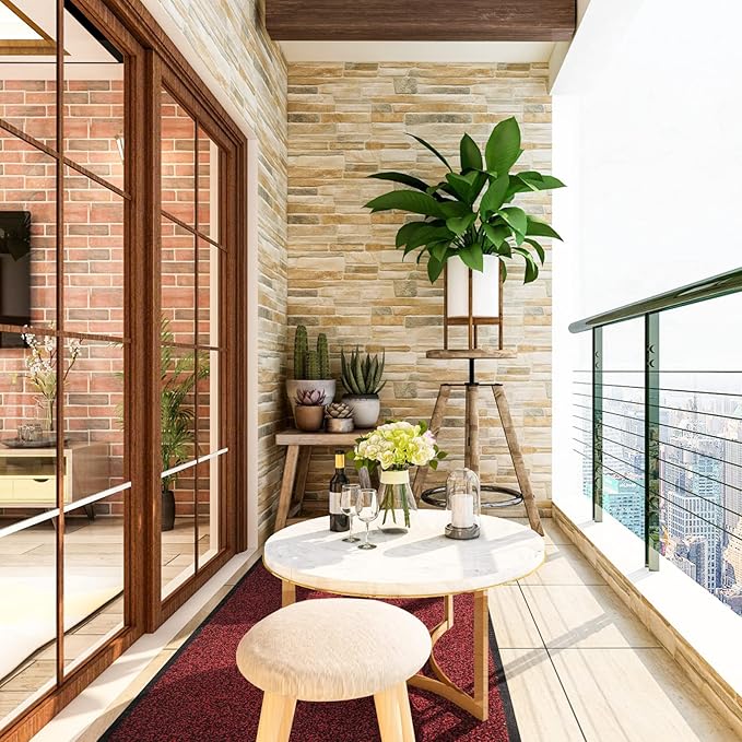 Mibao Front Door Mat, Dirt Trapper Welcome Mat for Outdoor Indoor, Non-Slip Waterproof Doormat, Durable Machine Washable Low Profile Entry Rug for Back Door Outside Patio Porch, 48" x 24", Red