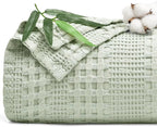 PHF Cooling Waffle Blanket Twin Size, Lightweight 60% Rayon Derived from Bamboo & 40& Cotton Breathable Blanket for Hot Sleepers, Soft and Luxury for Bed Couch and Sofa, 66"x90", Mint