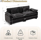 URRED Modular Sectional Sofa Comfy Cloud Couch, Modern Chenille Sofa Sleeper Deep Seat Couches with Ottoman/Pillows for Living Room (Black, 82.6'')