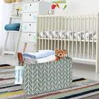 LANGYASHAN Rectangular Storage Bin Collapse Canvas Fabric Cartoon Storage Basket with Handles for Organizing Home Kitchen Boys and Girls Toys Office Closet Shelf Baskets (Rec Grey Point)