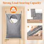 Lifewit Over Door Laundry Hamper, Large Collapsible Hanging Laundry Hamper, Hanging Laundry Basket Bag for Bathroom Bedroom Dirty Clothes Storage Organizer, Light Gray