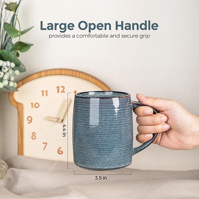GBHOME Large Coffee Mugs Set of 4, 18oz Handmade Ceramic Coffee Mugs Set with Gradient color for Latte/Tea/Beer/Hot Cocoa, Dishwasher & Microwave Safe, Multi-Color